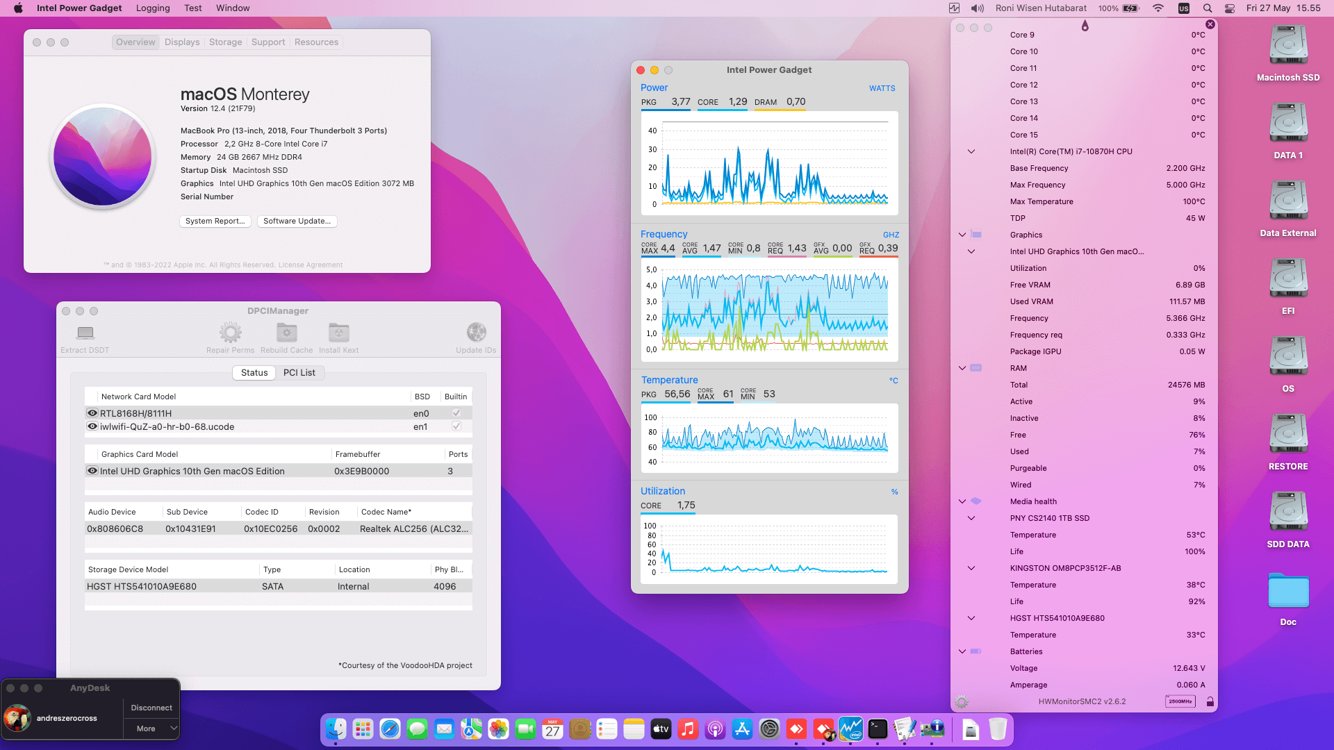 Success Hackintosh macOS Monterey 12.4 Build 21F79 in Asus TUF Gaming F15 FX506LH